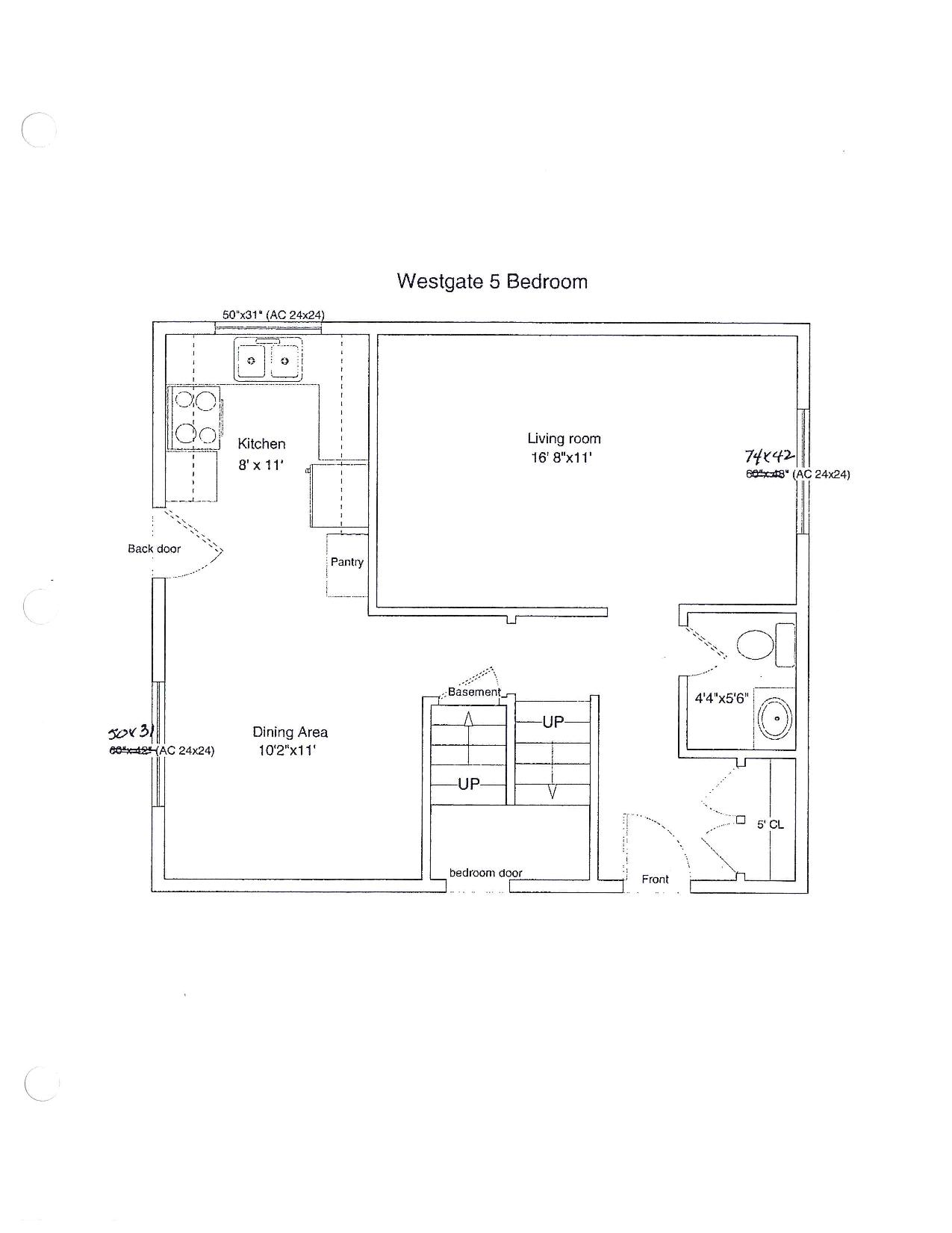 Main floor, living room, dining room, powder room and kitchen