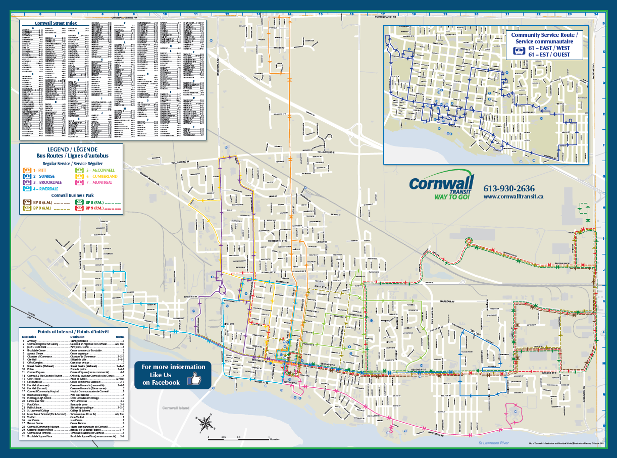 Cornwall Bus Routes Map Transit Routes - City Of Cornwall