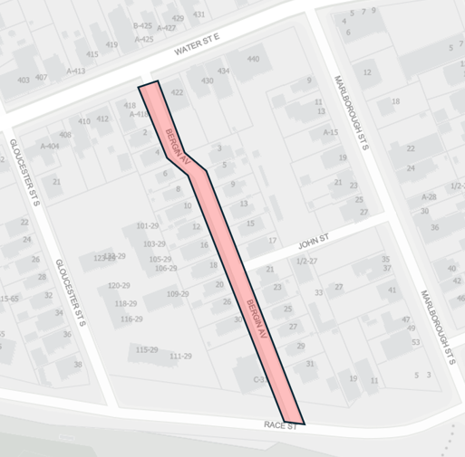 2025 Reconstruction Bergin Avenue Map
