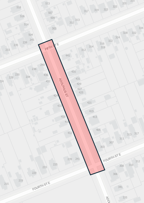 2025 Reconstruction Adolphus Street Map
