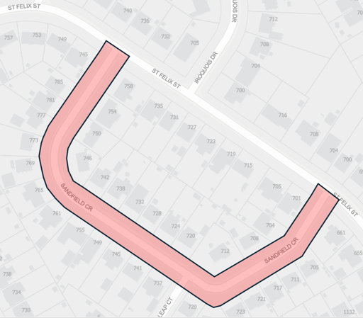 2025 Asphalt Resurfacing Sandfield Crescent Map