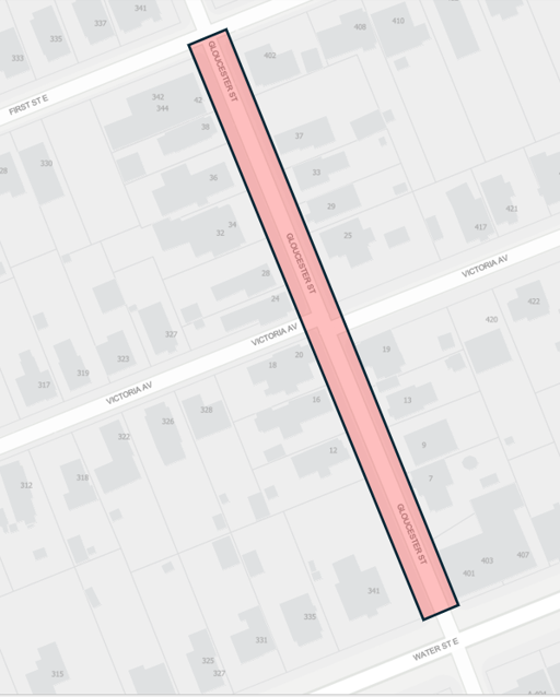 2025 Reconstruction Gloucester Street Map